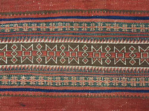 ANTIQUE AFGHAN BALUCH KILIM IN BANDS OF WEFTWORK DECORATION CIRCA 1900 - ADDITIONAL PHOTO 10