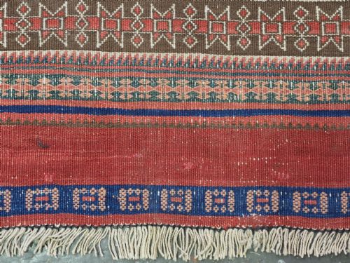 ANTIQUE AFGHAN BALUCH KILIM IN BANDS OF WEFTWORK DECORATION CIRCA 1900 - ADDITIONAL PHOTO 11