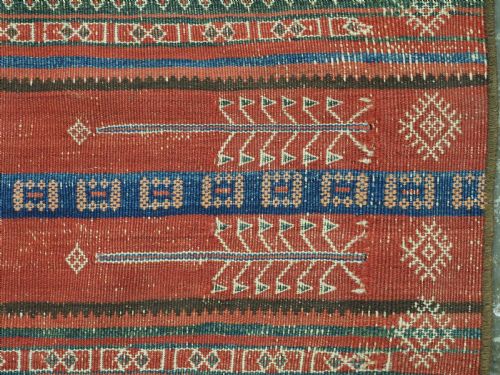 ANTIQUE AFGHAN BALUCH KILIM IN BANDS OF WEFTWORK DECORATION CIRCA 1900 - ADDITIONAL PHOTO 12
