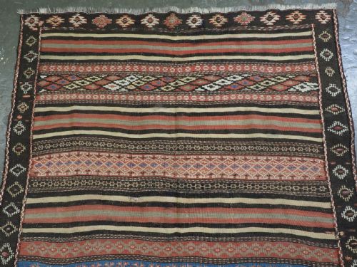 ANTIQUE AFGHAN BALUCH KILIM WITH BANDS OF WEFTWORK CIRCA 1900 - ADDITIONAL PHOTO 2