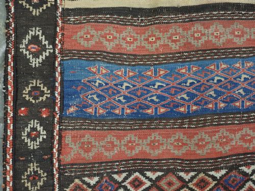 ANTIQUE AFGHAN BALUCH KILIM WITH BANDS OF WEFTWORK CIRCA 1900 - ADDITIONAL PHOTO 6