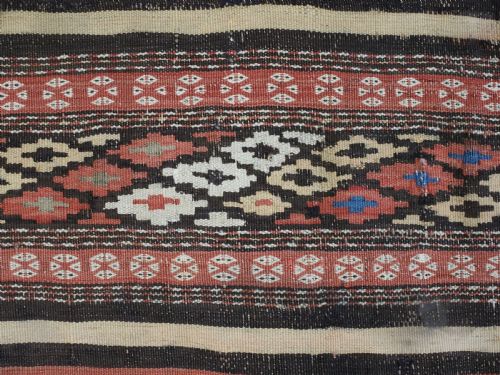ANTIQUE AFGHAN BALUCH KILIM WITH BANDS OF WEFTWORK CIRCA 1900 - ADDITIONAL PHOTO 7