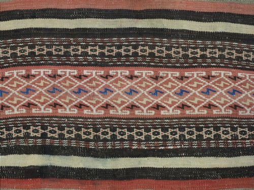 ANTIQUE AFGHAN BALUCH KILIM WITH BANDS OF WEFTWORK CIRCA 1900 - ADDITIONAL PHOTO 10