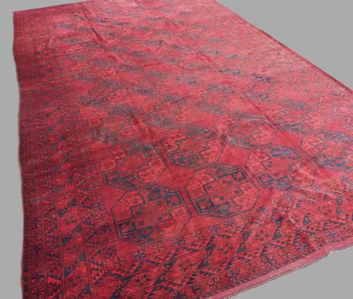 ANTIQUE AFGHAN ERSARI CARPET OF LARGE SIZE TRADITIONAL GUL DESIGN CIRCA 1900 - ADDITIONAL PHOTO 1