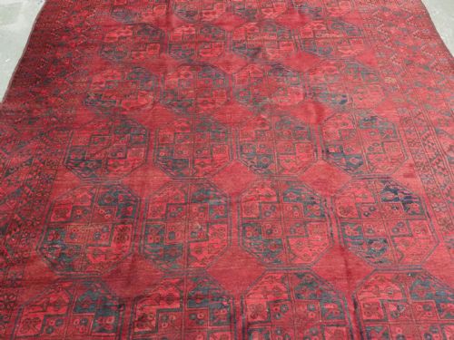 ANTIQUE AFGHAN ERSARI CARPET OF LARGE SIZE TRADITIONAL GUL DESIGN CIRCA 1900 - ADDITIONAL PHOTO 3