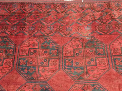 ANTIQUE AFGHAN ERSARI CARPET OF LARGE SIZE TRADITIONAL GUL DESIGN CIRCA 1900 - ADDITIONAL PHOTO 7