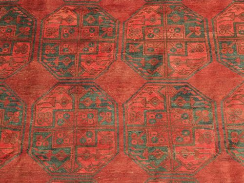 ANTIQUE AFGHAN ERSARI CARPET OF LARGE SIZE TRADITIONAL GUL DESIGN CIRCA 1900 - ADDITIONAL PHOTO 8