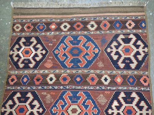 ANTIQUE CAUCASIAN KAZAK KILIM MADE FROM MAFRASH PANELS CIRCA 1900 - ADDITIONAL PHOTO 1
