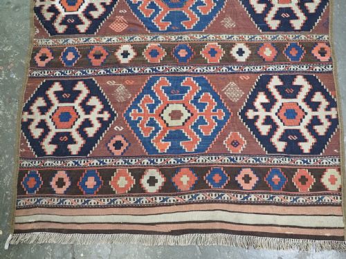 ANTIQUE CAUCASIAN KAZAK KILIM MADE FROM MAFRASH PANELS CIRCA 1900 - ADDITIONAL PHOTO 2