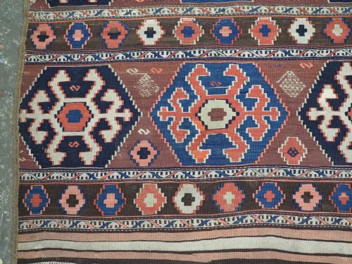 ANTIQUE CAUCASIAN KAZAK KILIM MADE FROM MAFRASH PANELS CIRCA 1900 - ADDITIONAL PHOTO 4
