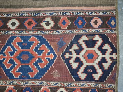 ANTIQUE CAUCASIAN KAZAK KILIM MADE FROM MAFRASH PANELS CIRCA 1900 - ADDITIONAL PHOTO 5