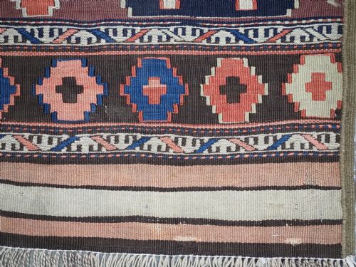 ANTIQUE CAUCASIAN KAZAK KILIM MADE FROM MAFRASH PANELS CIRCA 1900 - ADDITIONAL PHOTO 8
