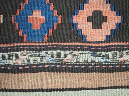 ANTIQUE CAUCASIAN KAZAK KILIM MADE FROM MAFRASH PANELS CIRCA 1900 - ADDITIONAL PHOTO 9