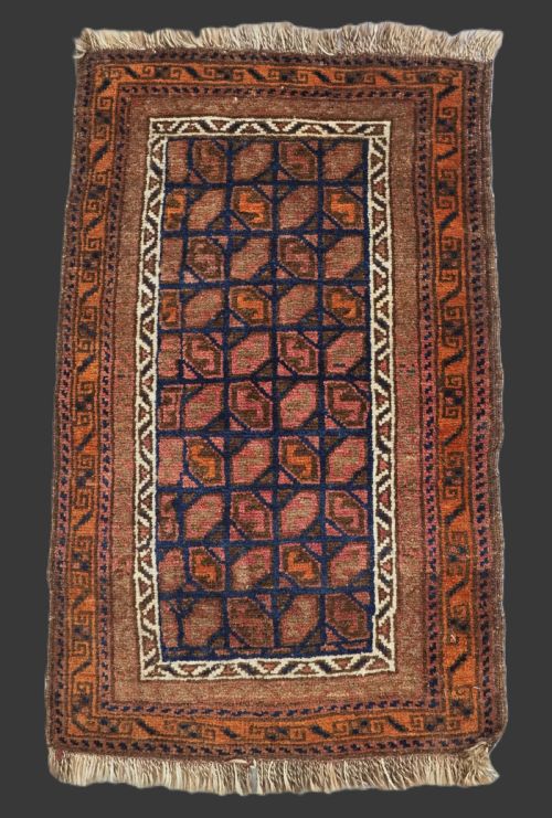 Antique Afghan Baluch Pushti Face with 'Tile' Design, Circa 1900.