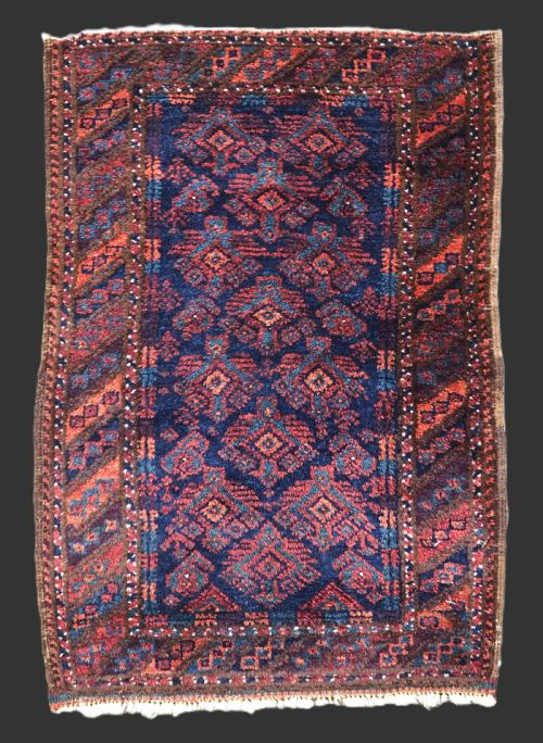 Antique Sistan Baluch Pushti Face with Traditional Design, Circa 1900.