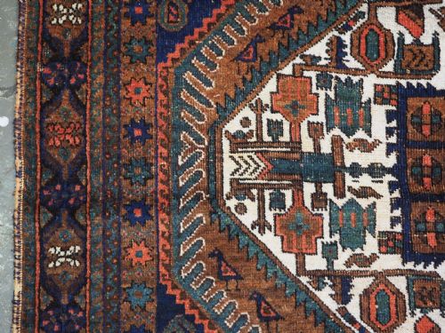ANTIQUE AFSHAR NERIZ RUG WITH SMALL MEDALLION BOTEH DESIGN CIRCA 1900 - ADDITIONAL PHOTO 6