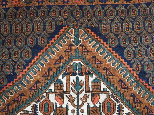 ANTIQUE AFSHAR NERIZ RUG WITH SMALL MEDALLION BOTEH DESIGN CIRCA 1900 - ADDITIONAL PHOTO 7