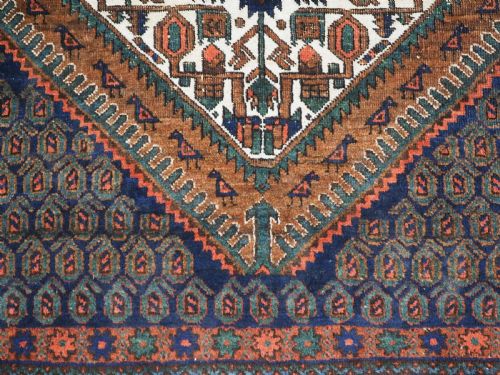 ANTIQUE AFSHAR NERIZ RUG WITH SMALL MEDALLION BOTEH DESIGN CIRCA 1900 - ADDITIONAL PHOTO 9