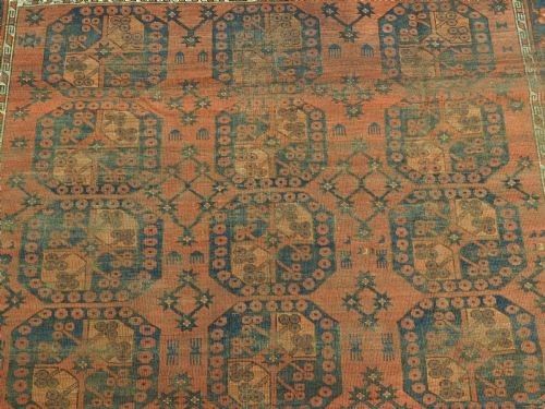 ANTIQUE ERSARI TURKMEN MAIN CARPET GOOD EARLY EXAMPLE WITH WEAR CIRCA 185070 - ADDITIONAL PHOTO 7