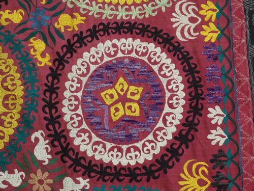 VINTAGE UZBEK SUZANI PROBABLY LAKAI TRIBE SILK ON COTTON CIRCA 192030 - ADDITIONAL PHOTO 9