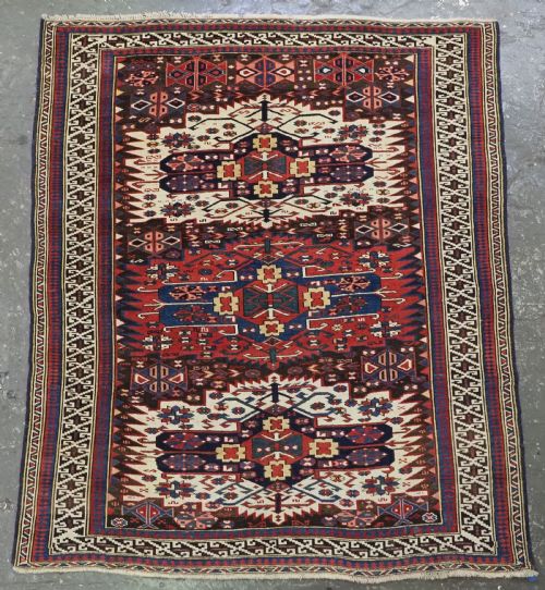 fig 1. ANTIQUE CAUCASIAN ZEJWA VILLAGE RUG OF SCARCE DESIGN, CIRCA 1880.