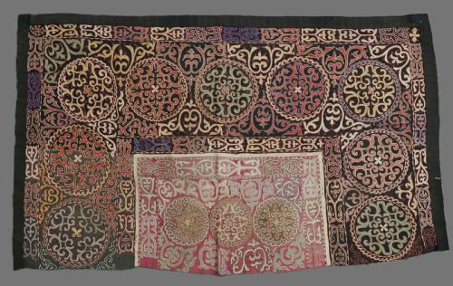 Antique Kyrgyz 'Tush Kyiz' Embroidered Yurt Wall Hanging, Circa 1900/20.