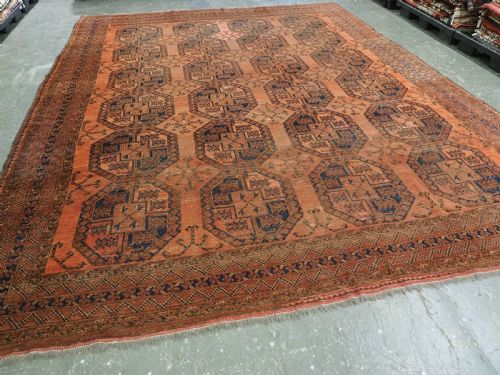ANTIQUE AFGHAN ERSARI TURKMEN CARPET LARGE COUNTRY HOUSE SIZE CIRCA 1900 - ADDITIONAL PHOTO 1