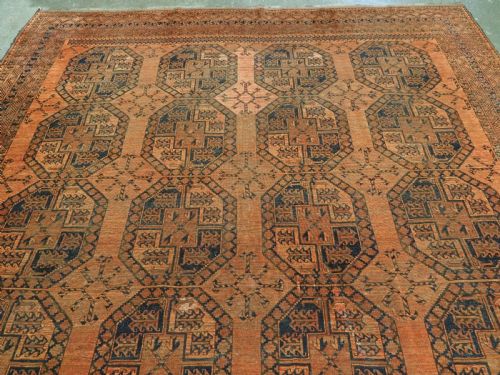 ANTIQUE AFGHAN ERSARI TURKMEN CARPET LARGE COUNTRY HOUSE SIZE CIRCA 1900 - ADDITIONAL PHOTO 2