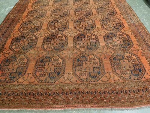 ANTIQUE AFGHAN ERSARI TURKMEN CARPET LARGE COUNTRY HOUSE SIZE CIRCA 1900 - ADDITIONAL PHOTO 5