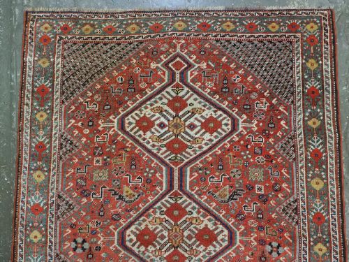 ANTIQUE TRIBAL KHAMSEH RUG WITH POMEGRANATE DESIGN VERY SWEET SMALL RUG CIRCA 1900 - ADDITIONAL PHOTO 2