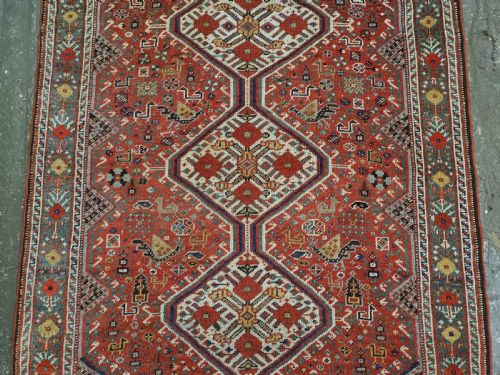 ANTIQUE TRIBAL KHAMSEH RUG WITH POMEGRANATE DESIGN VERY SWEET SMALL RUG CIRCA 1900 - ADDITIONAL PHOTO 3