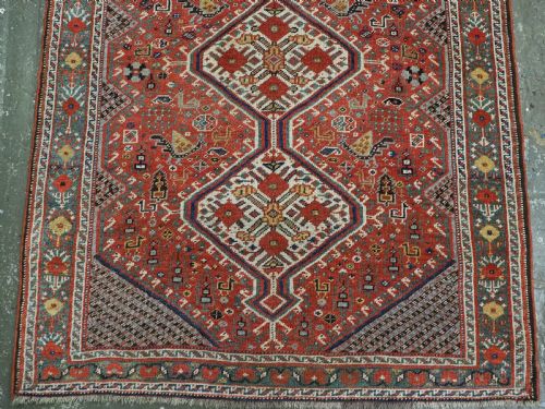 ANTIQUE TRIBAL KHAMSEH RUG WITH POMEGRANATE DESIGN VERY SWEET SMALL RUG CIRCA 1900 - ADDITIONAL PHOTO 4