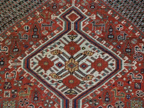 ANTIQUE TRIBAL KHAMSEH RUG WITH POMEGRANATE DESIGN VERY SWEET SMALL RUG CIRCA 1900 - ADDITIONAL PHOTO 7