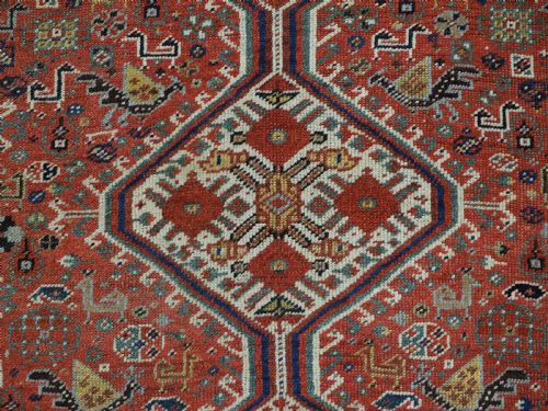 ANTIQUE TRIBAL KHAMSEH RUG WITH POMEGRANATE DESIGN VERY SWEET SMALL RUG CIRCA 1900 - ADDITIONAL PHOTO 8