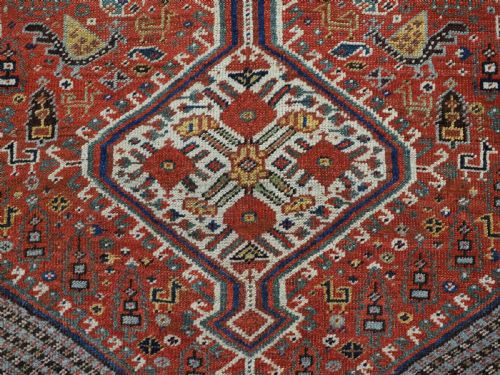 ANTIQUE TRIBAL KHAMSEH RUG WITH POMEGRANATE DESIGN VERY SWEET SMALL RUG CIRCA 1900 - ADDITIONAL PHOTO 9