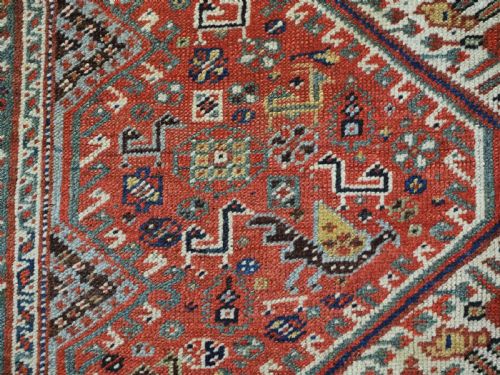 ANTIQUE TRIBAL KHAMSEH RUG WITH POMEGRANATE DESIGN VERY SWEET SMALL RUG CIRCA 1900 - ADDITIONAL PHOTO 10