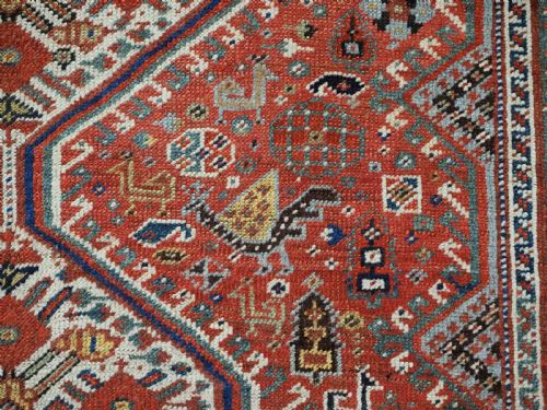 ANTIQUE TRIBAL KHAMSEH RUG WITH POMEGRANATE DESIGN VERY SWEET SMALL RUG CIRCA 1900 - ADDITIONAL PHOTO 13