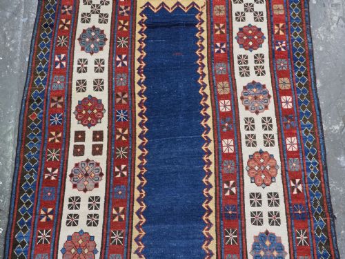 ANTIQUE CAUCASIAN TALISH LONG RUG WITH BLUE GROUND OUTSTANDING CONDITION AND COLOUR CIRCA 1880 - ADDITIONAL PHOTO 3