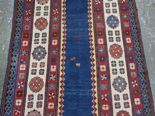 ANTIQUE CAUCASIAN TALISH LONG RUG WITH BLUE GROUND OUTSTANDING CONDITION AND COLOUR CIRCA 1880 - ADDITIONAL PHOTO 4