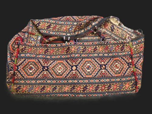 Antique South Caucasian or Shahsavan Complete Mafrash Storage Bag in Soumak Work, Circa 1900.