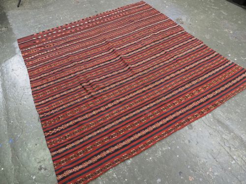 ANTIQUE UZBEK GAJERI KILIM WITH FINE BANDED DESIGN CIRCA 190020 - ADDITIONAL PHOTO 1