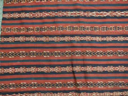 ANTIQUE UZBEK GAJERI KILIM WITH FINE BANDED DESIGN CIRCA 190020 - ADDITIONAL PHOTO 4