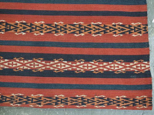 ANTIQUE UZBEK GAJERI KILIM WITH FINE BANDED DESIGN CIRCA 190020 - ADDITIONAL PHOTO 7
