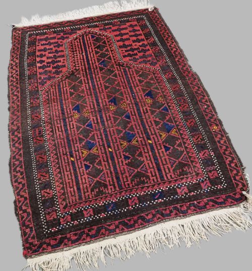 ANTIQUE AFGHAN VILLAGE PRAYER RUG WITH INTERESTING DESIGN CIRCA 1920 - ADDITIONAL PHOTO 1