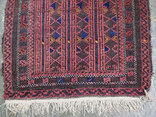ANTIQUE AFGHAN VILLAGE PRAYER RUG WITH INTERESTING DESIGN CIRCA 1920 - ADDITIONAL PHOTO 4