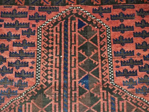 ANTIQUE AFGHAN VILLAGE PRAYER RUG WITH INTERESTING DESIGN CIRCA 1920 - ADDITIONAL PHOTO 7
