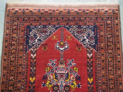 ANTIQUE AFGHAN KIZIL AYAK MOSQUE PRAYER RUG WITH DOUBLE LANTERN CIRCA 1920 - ADDITIONAL PHOTO 2