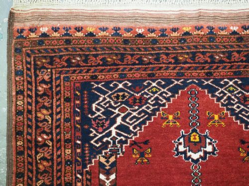 ANTIQUE AFGHAN KIZIL AYAK MOSQUE PRAYER RUG WITH DOUBLE LANTERN CIRCA 1920 - ADDITIONAL PHOTO 5