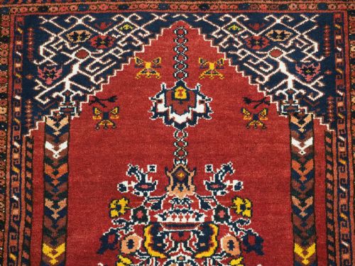 ANTIQUE AFGHAN KIZIL AYAK MOSQUE PRAYER RUG WITH DOUBLE LANTERN CIRCA 1920 - ADDITIONAL PHOTO 6