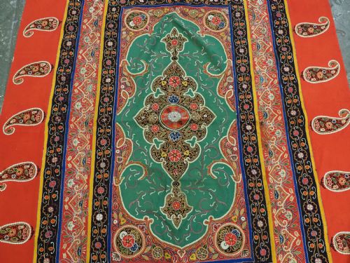 ANTIQUE PERSIAN RASHT EMBROIDERY SILK FELT APPLIQUE WORK CIRCA 1900 - ADDITIONAL PHOTO 4